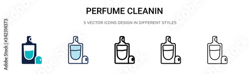 Perfume cleanin icon in filled, thin line, outline and stroke style. Vector illustration of two colored and black perfume cleanin vector icons designs can be used for mobile, ui, web