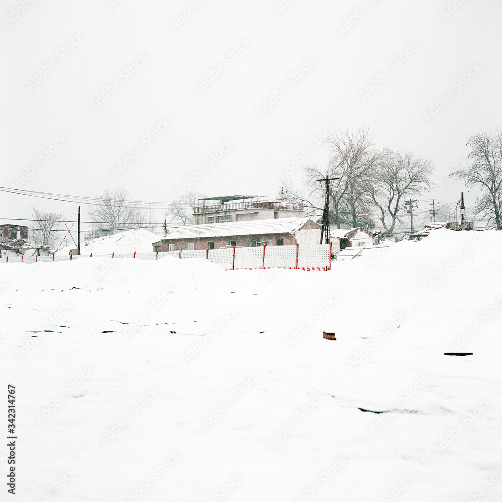 Fototapeta premium Snow on ruins.