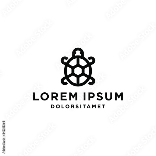  turtle swim logo icon design illustration in trendy minimal style and negative space style isolated on white background