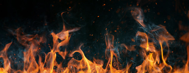 Closeup of fire on black background