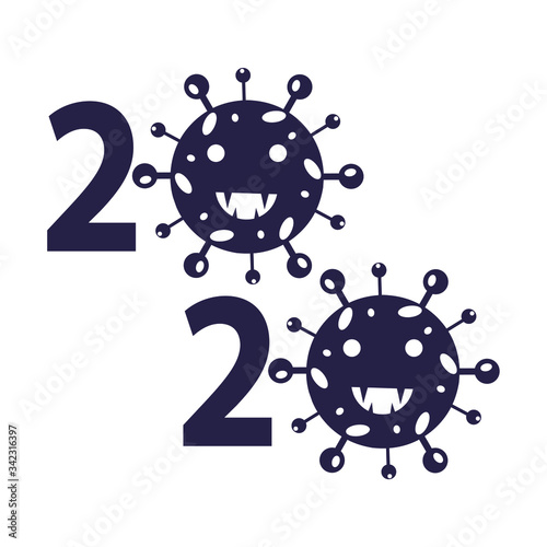 Coronavirus 2019-nCoV. Corona virus icon. Black on white background isolated. China pathogen respiratory infection (asian flu outbreak). influenza pandemic. virion of Corona-virus. Vector