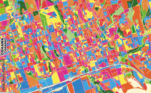 Oshawa  Ontario  Canada  colorful vector map
