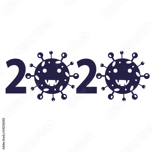 Coronavirus 2019-nCoV. Corona virus icon. Black on white background isolated. China pathogen respiratory infection (asian flu outbreak). influenza pandemic. virion of Corona-virus. Vector