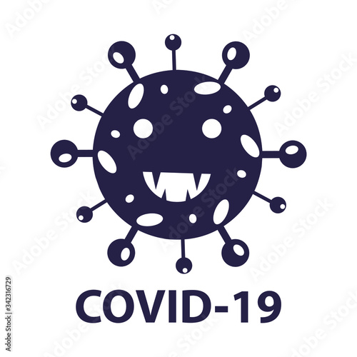 Coronavirus 2019-nCoV. Corona virus icon. Black on white background isolated. China pathogen respiratory infection (asian flu outbreak). influenza pandemic. virion of Corona-virus. Vector