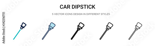 Car dipstick icon in filled, thin line, outline and stroke style. Vector illustration of two colored and black car dipstick vector icons designs can be used for mobile, ui, web photo