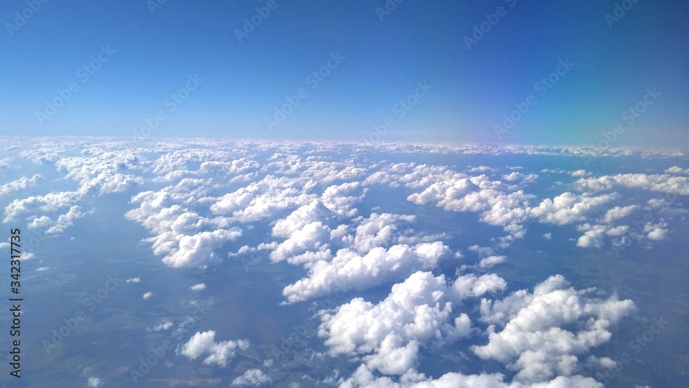 Clouds and sky- Top view from airplane.