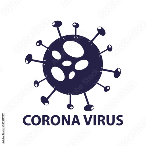 Coronavirus 2019-nCoV. Corona virus icon. Black on white background isolated. China pathogen respiratory infection (asian flu outbreak). influenza pandemic. virion of Corona-virus. Vector