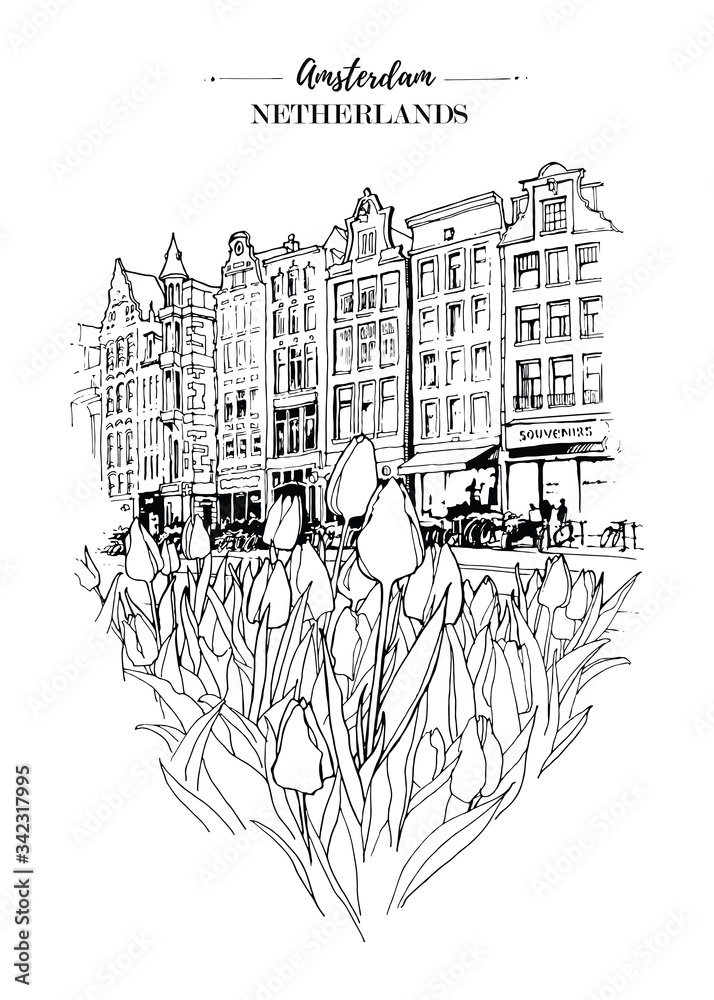 coloring page; silhouette of city