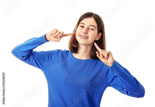 Teenage girl with dental br...