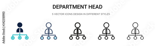 Department head icon in filled, thin line, outline and stroke style. Vector illustration of two colored and black department head vector icons designs can be used for mobile, ui, web