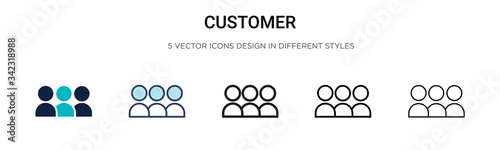 Customer icon in filled, thin line, outline and stroke style. Vector illustration of two colored and black customer vector icons designs can be used for mobile, ui, web photo