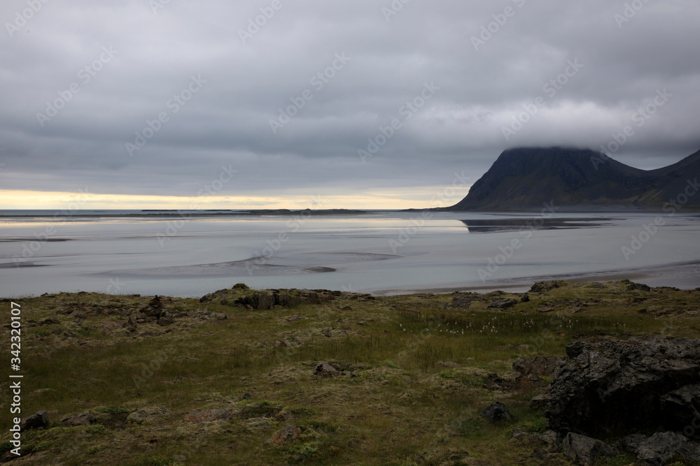 Iceland - August 29, 2017: Scenery and coast along the Ring Road, Iceland, Europe Iceland - August 29, 2017: Scenery and coast along the Ring Road, Iceland, Europe