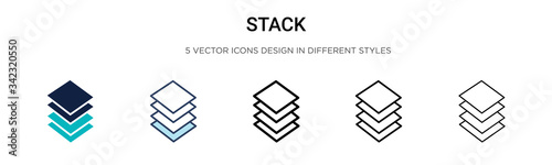Stack icon in filled, thin line, outline and stroke style. Vector illustration of two colored and black stack vector icons designs can be used for mobile, ui, web