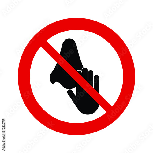 do not  touch nose icon. forbidden sign hand nose lips. epidemic  coronavirus covid-19 