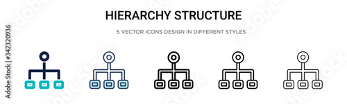 Hierarchy structure icon in filled, thin line, outline and stroke style. Vector illustration of two colored and black hierarchy structure vector icons designs can be used for mobile, ui, web