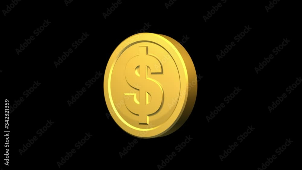 Rotating gold coin with a dollar sign. 3d looped animation with alpha channel. Rotating gold coin with a dollar sign. 3d looped animation with alpha channel.