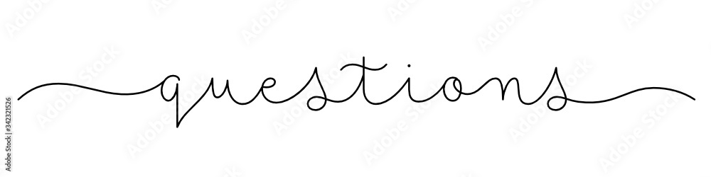 QUESTIONS black vector monoline calligraphy with swashes QUESTIONS black vector monoline calligraphy with swashes