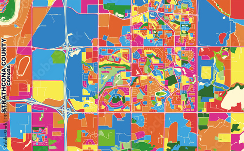Strathcona County, Alberta, Canada, colorful vector map
