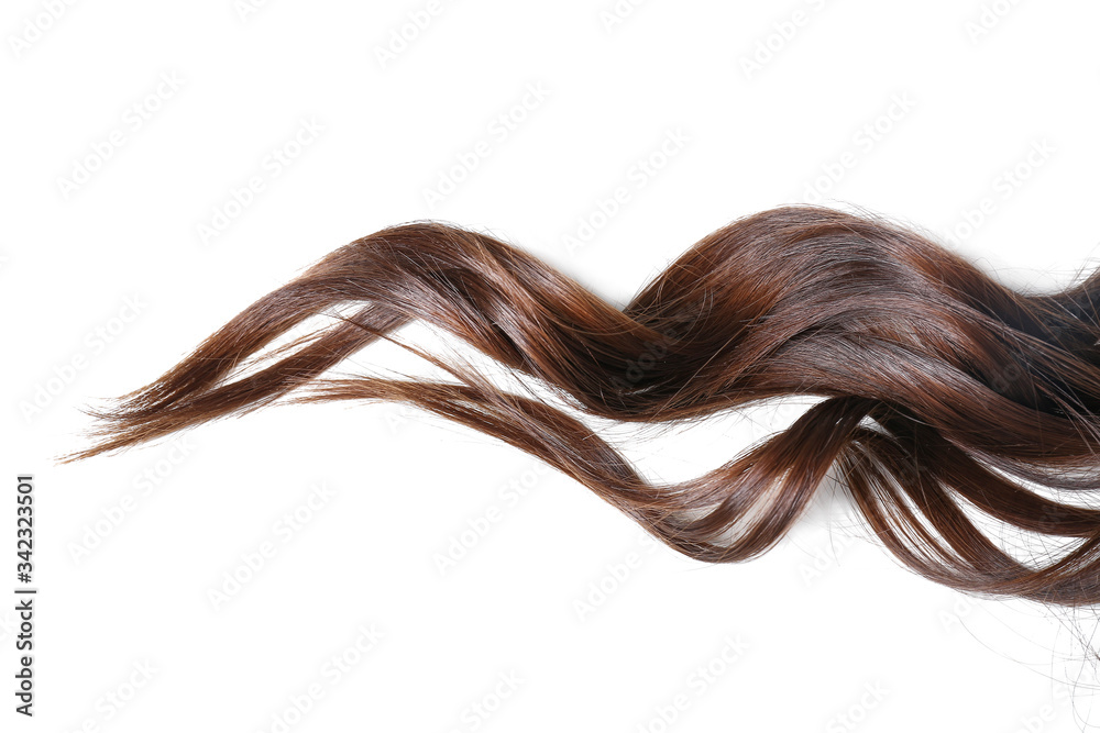 Strand of beautiful curly hair on white background Strand of beautiful curly hair on white background