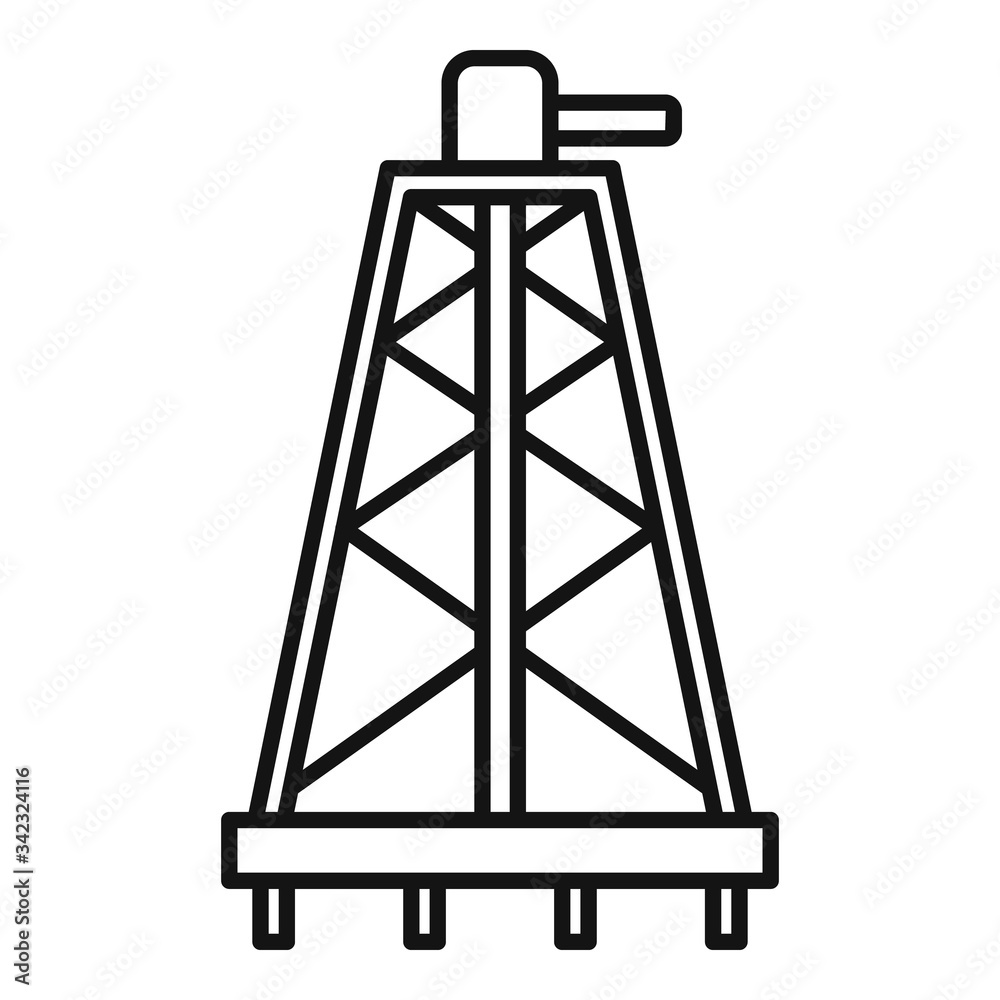 Derrick pump icon. Outline derrick pump vector icon for web design isolated on white background Derrick pump icon. Outline derrick pump vector icon for web design isolated on white background