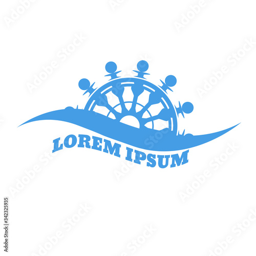 Helm emerges from sea wave logo for maritime companies eps 10 vector design