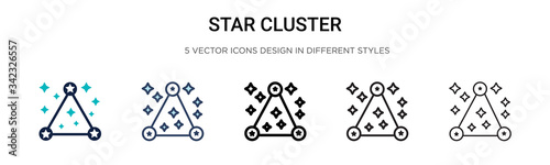 Star cluster icon in filled, thin line, outline and stroke style. Vector illustration of two colored and black star cluster vector icons designs can be used for mobile, ui, web