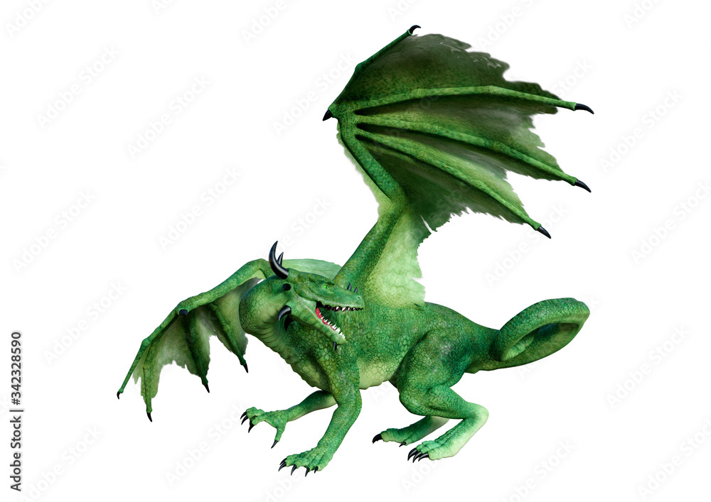 Fototapeta premium 3D Rendering Fairy Tale Dragon on White