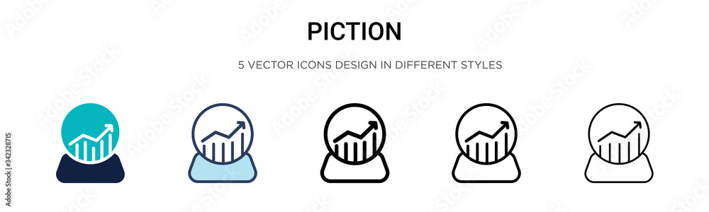 Prediction icon in filled, thin line, outline and stroke style. Vector illustration of two colored and black prediction vector icons designs can be used for mobile, ui, web - obrazy, fototapety, plakaty 