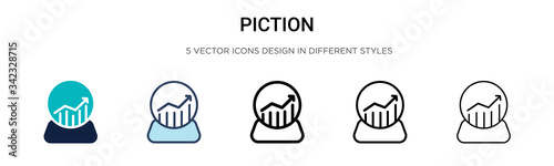 Prediction icon in filled, thin line, outline and stroke style. Vector illustration of two colored and black prediction vector icons designs can be used for mobile, ui, web photo