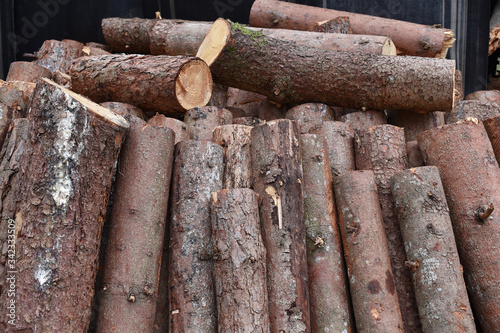 Holzstücke fertig für die Weiterverarbeitung, nachhaltig heizen mit Biomasse