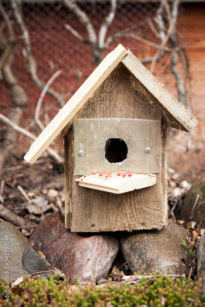 Wooden homemade birdhouse