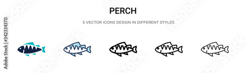 Perch icon in filled, thin line, outline and stroke style. Vector illustration of two colored and black perch vector icons designs can be used for mobile, ui, web