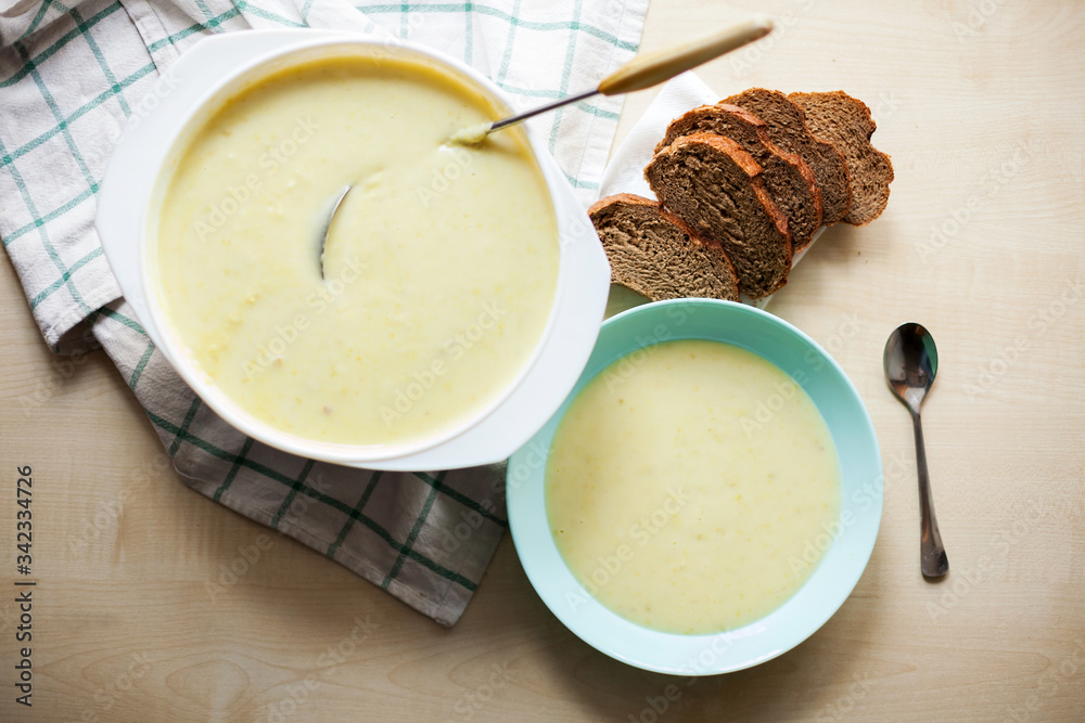 plate of mashed potato soup plate of mashed potato soup