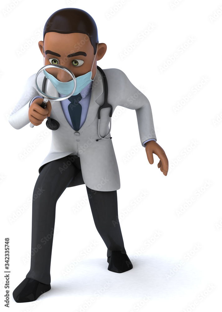 3D illustration of a cartoon character with a mask