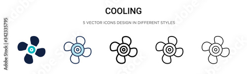 Cooling icon in filled, thin line, outline and stroke style. Vector illustration of two colored and black cooling vector icons designs can be used for mobile, ui, web