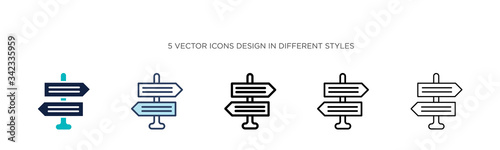 Signage icon in filled, thin line, outline and stroke style. Vector illustration of two colored and black signage vector icons designs can be used for mobile, ui, web