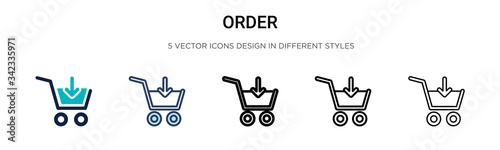 Order icon in filled, thin line, outline and stroke style. Vector illustration of two colored and black order vector icons designs can be used for mobile, ui, web