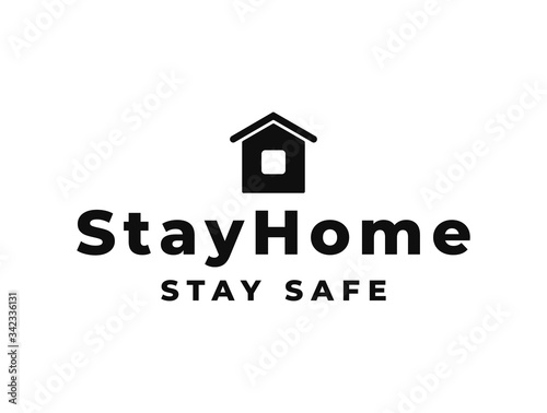 Stay home stay safe vector typography quote. Coronavirus COVID 19 quarantine concept.