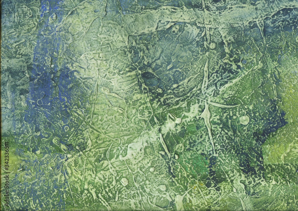 Abstract of blue and white stripes on a green background