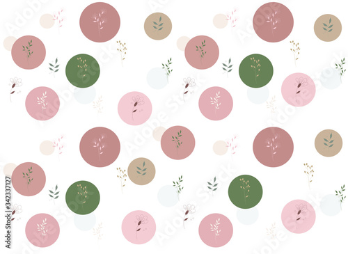 pattern neutrals color circles and abstract flowers