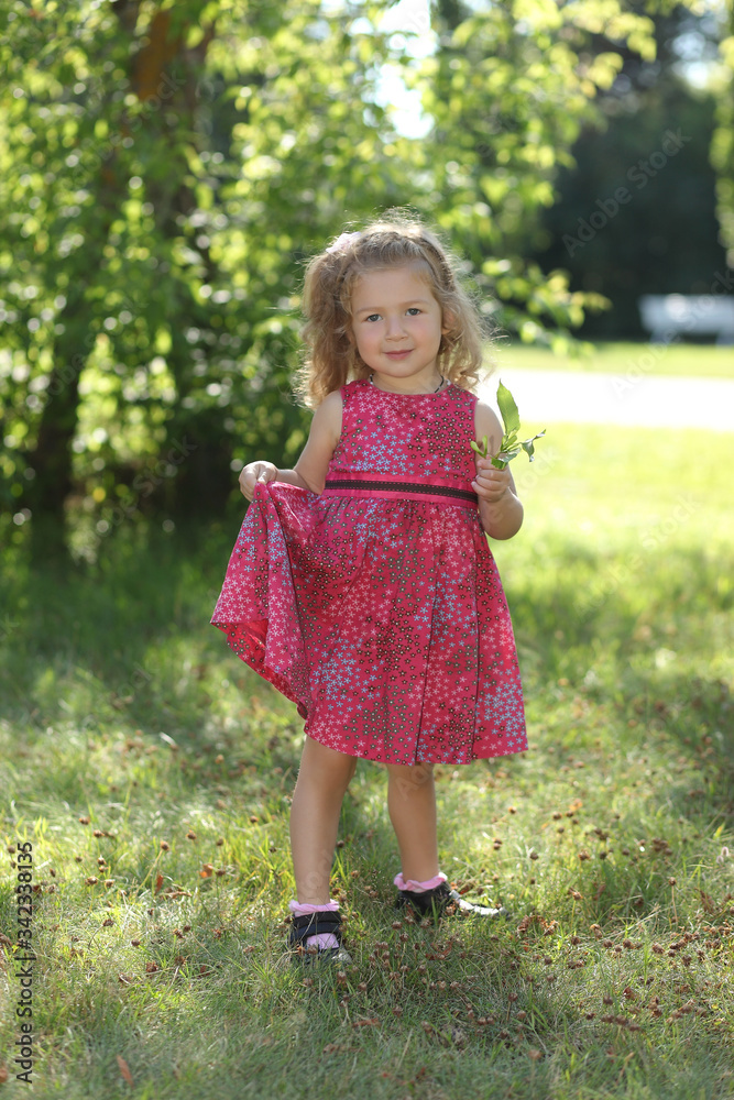 Kid girl resting in summer field Kid girl resting in summer field