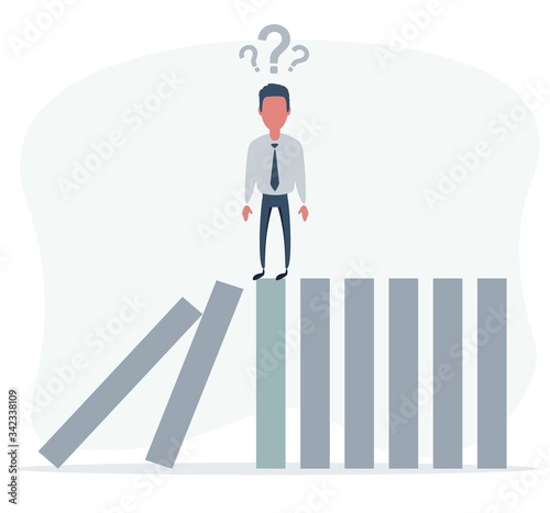 Businessman does not know what to do. Vector flat design illustration.