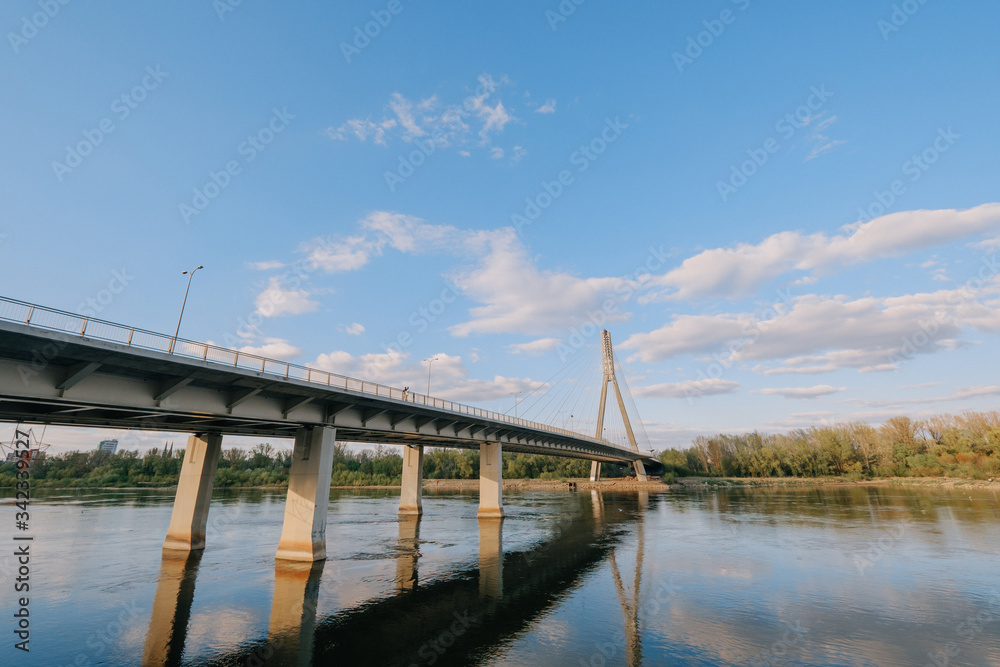 Swientokrzyski bridge on Vistula river in Warsaw, Poland Swientokrzyski bridge on Vistula river in Warsaw, Poland