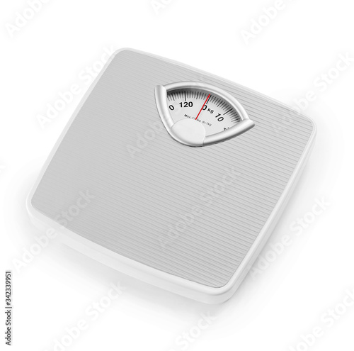 Weight scales on white background. Slimming concept