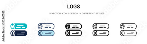 Logs icon in filled, thin line, outline and stroke style. Vector illustration of two colored and black logs vector icons designs can be used for mobile, ui, web