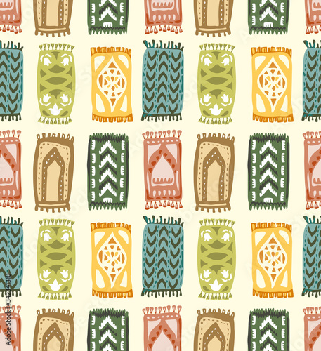 Prayer Mats seamless pattern. Islamic Rugs.