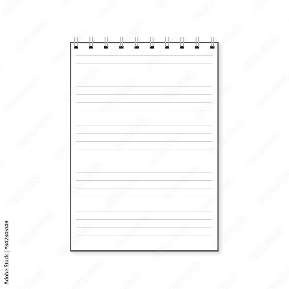 Realistic notebook, isolated on white background. Vector illustration mockup Realistic notebook, isolated on white background. Vector illustration mockup