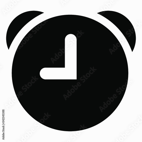 New vector alarm clock icon on black.