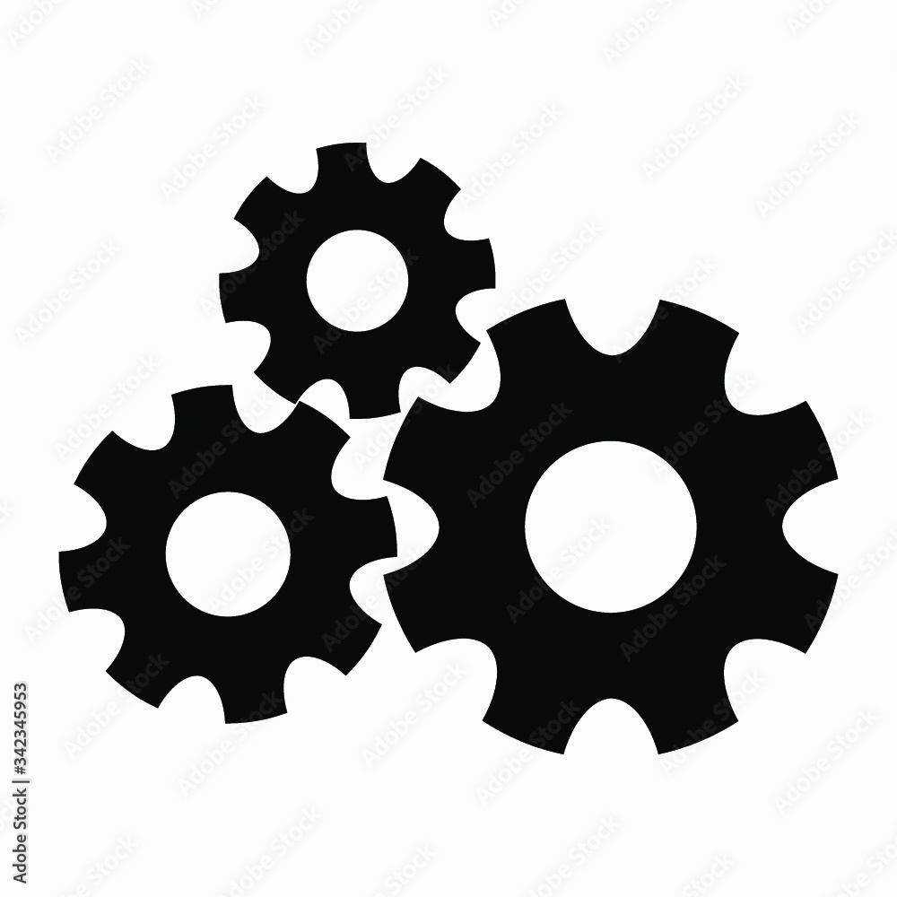 New Gears icon isolated white background setting. Vector icon. New Gears icon isolated white background setting. Vector icon.