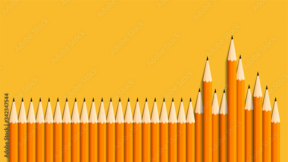 3D realistics pencils isolated on yellow background.Close up. 3D realistics pencils isolated on yellow background.Close up.